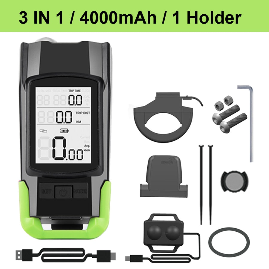 USB Rechargeable T6 LED Bike Light with Computer Horn: Waterproof Front Bicycle Flashlight & Dual Holder