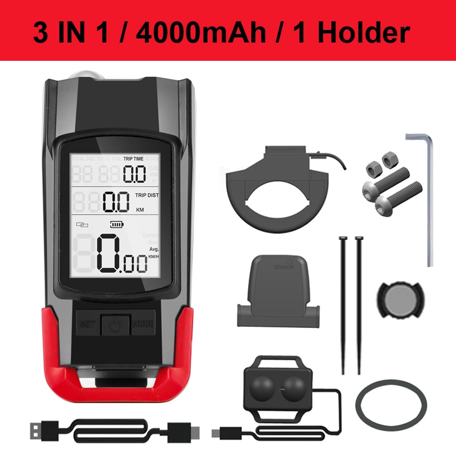 USB Rechargeable T6 LED Bike Light with Computer Horn: Waterproof Front Bicycle Flashlight & Dual Holder