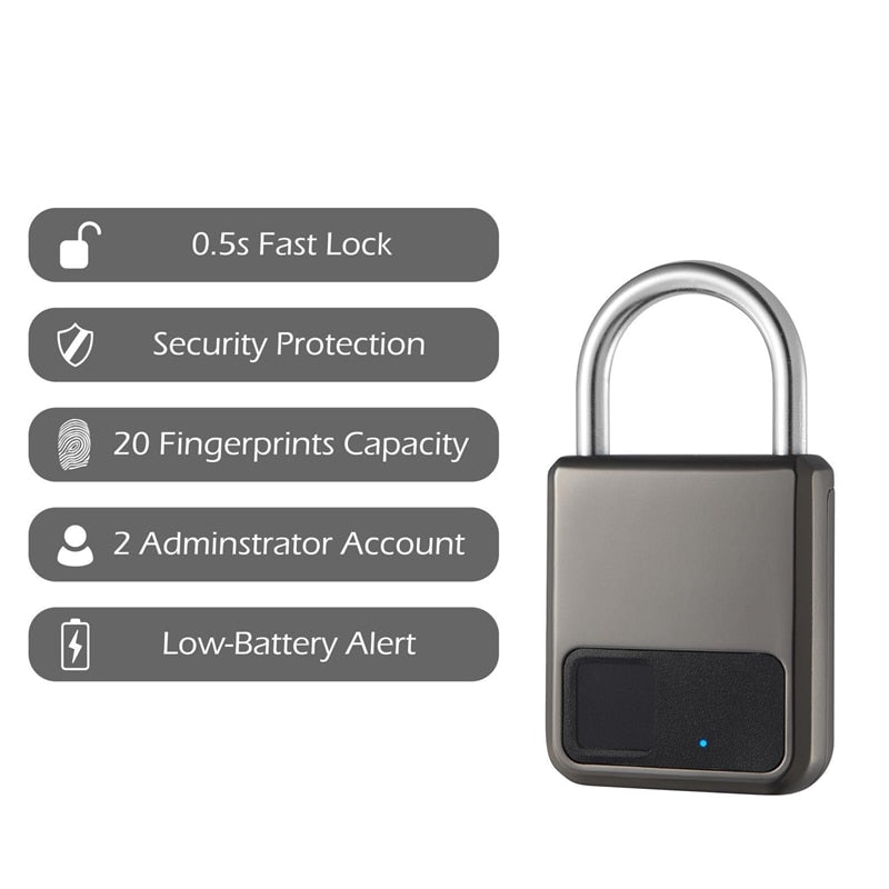 Ultimate Security: Fingerprint Padlock - Waterproof, Smart, Anti-Theft, USB Charge.