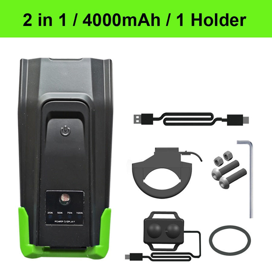 USB Rechargeable T6 LED Bike Light with Computer Horn: Waterproof Front Bicycle Flashlight & Dual Holder