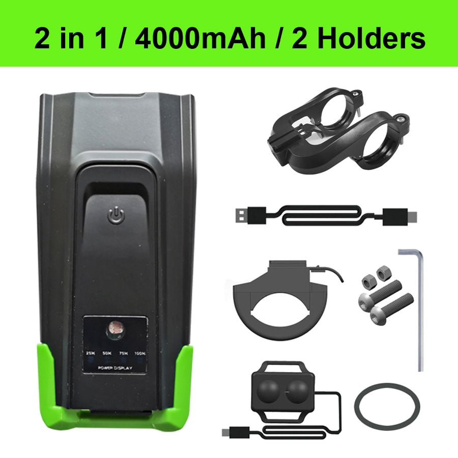 USB Rechargeable T6 LED Bike Light with Computer Horn: Waterproof Front Bicycle Flashlight & Dual Holder