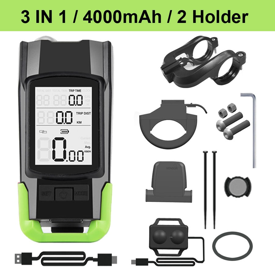 USB Rechargeable T6 LED Bike Light with Computer Horn: Waterproof Front Bicycle Flashlight & Dual Holder
