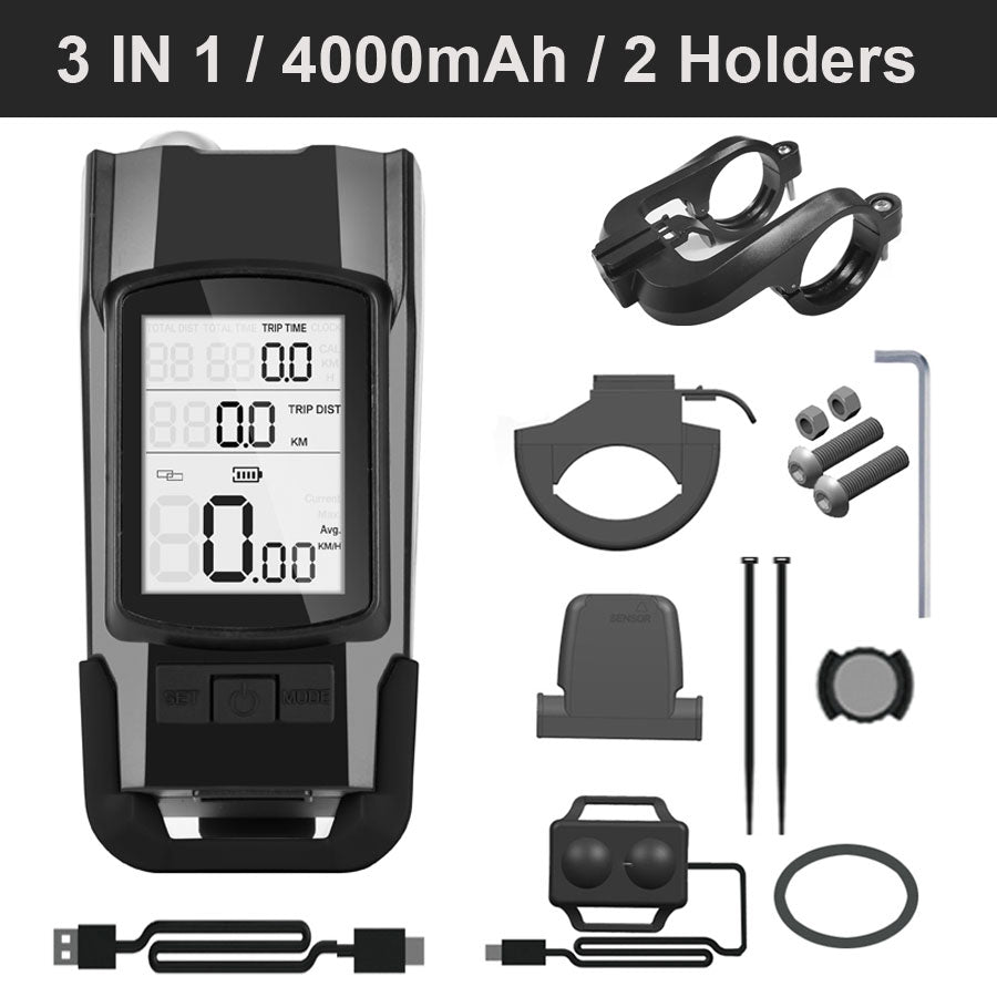 USB Rechargeable T6 LED Bike Light with Computer Horn: Waterproof Front Bicycle Flashlight & Dual Holder