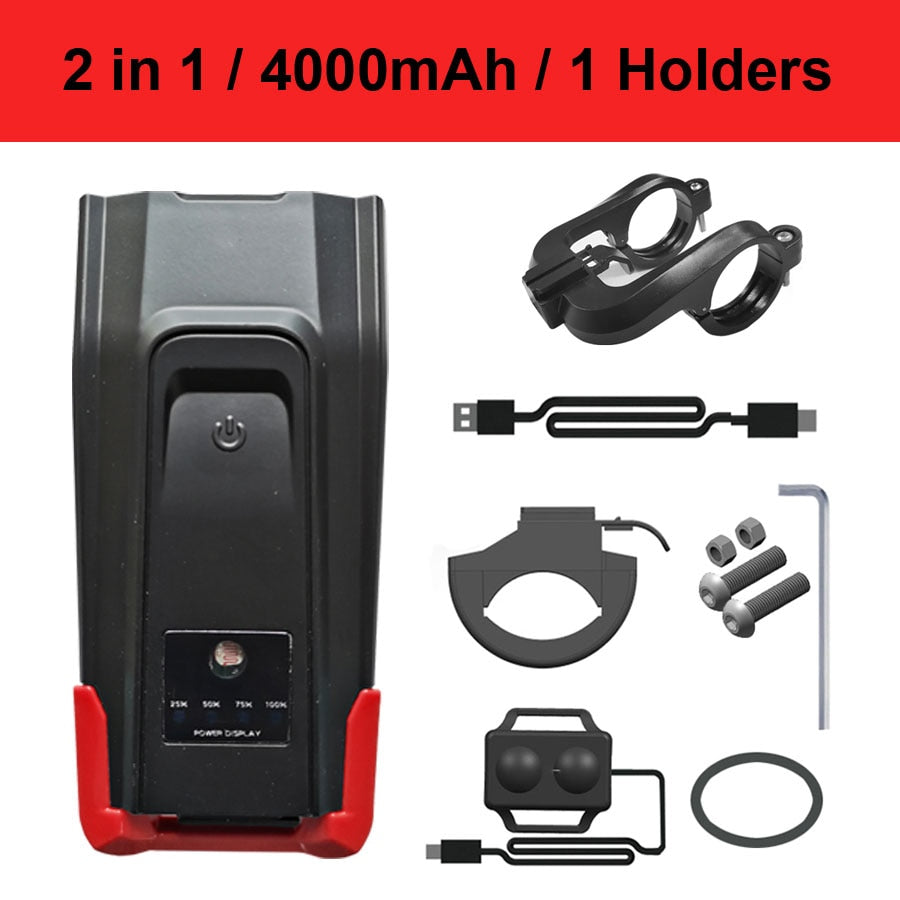 USB Rechargeable T6 LED Bike Light with Computer Horn: Waterproof Front Bicycle Flashlight & Dual Holder