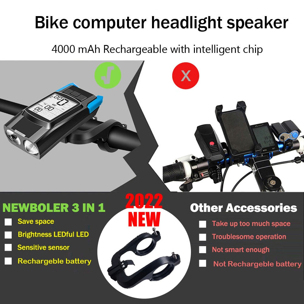 USB Rechargeable T6 LED Bike Light with Computer Horn: Waterproof Front Bicycle Flashlight & Dual Holder