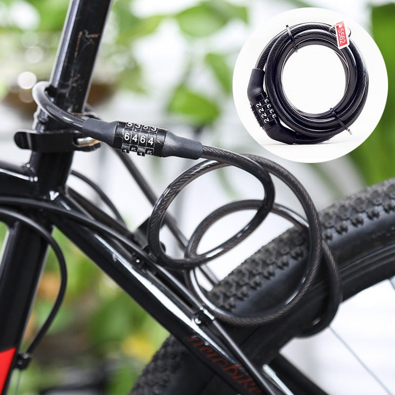 Secure Your Ride: Code Password Bicycle Lock for Anti-Theft Protection with Spiral Steel Cable