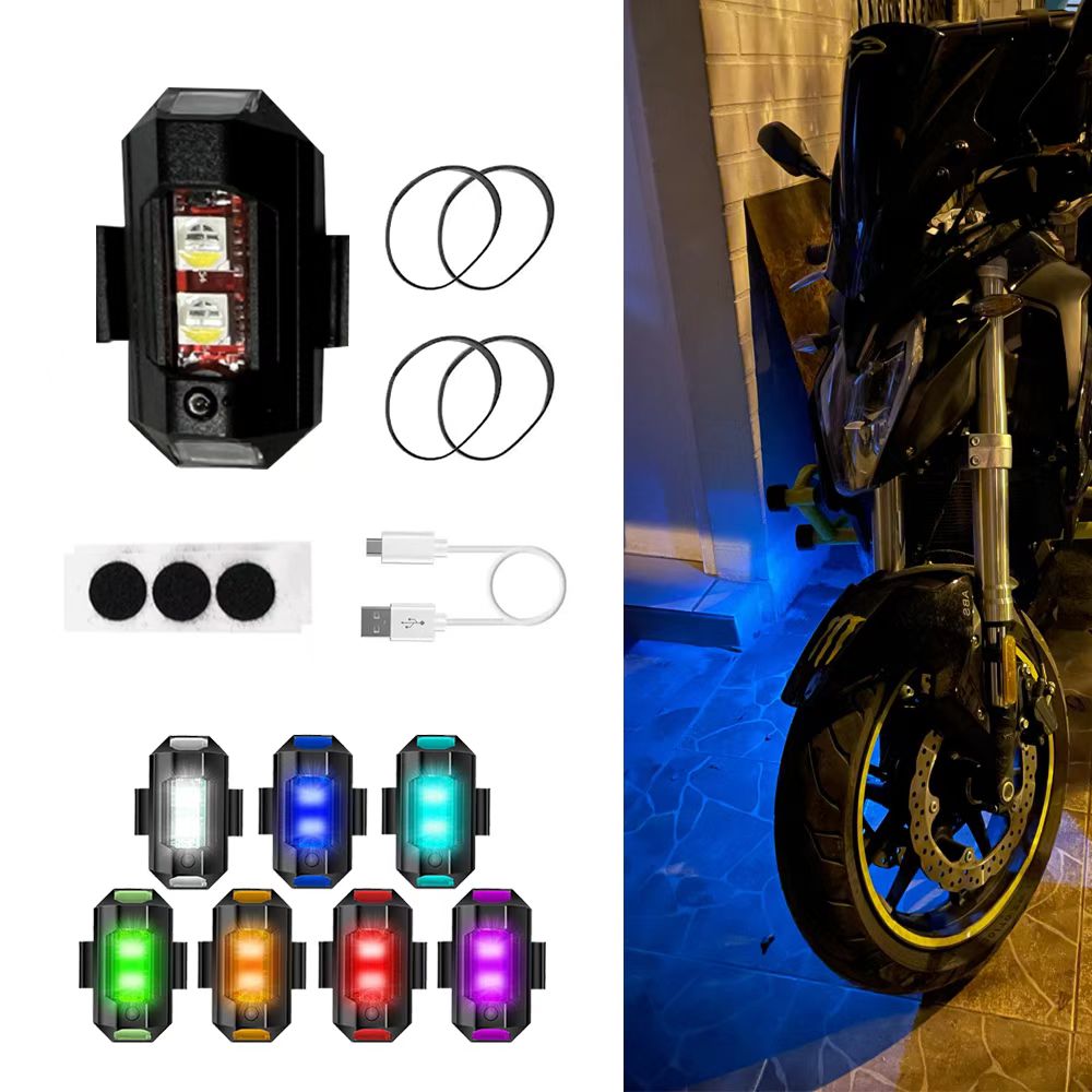 Universal LED Anti-collision Warning Light Mini Signal 7 Colors Turn Signal Indicator Motorcycle.