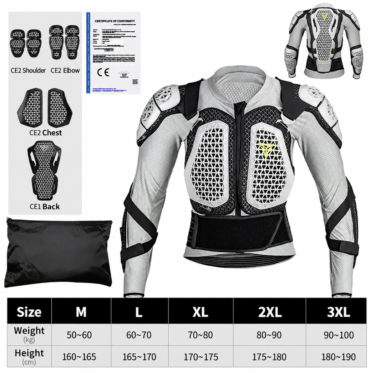 EUC Protective Gear Jacket – CE Approved Body Armor for Electric Unicycle Riding