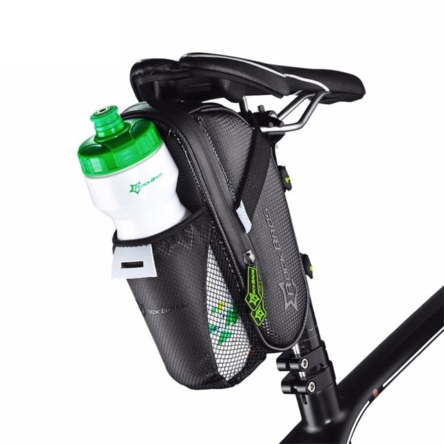 Rainproof Bike Saddle Bag with Reflective Pouch and Water Bottle Pocket