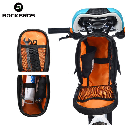 Rainproof Bike Saddle Bag with Reflective Pouch and Water Bottle Pocket