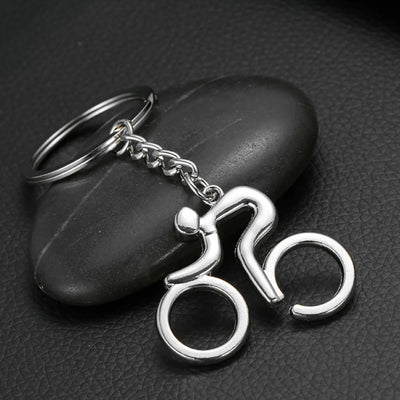 Metal Sporty Cyclist Keychain - Road Bicycle Figure for Cycling Enthusiasts