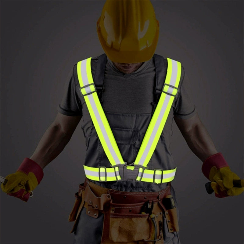 High-Visibility Reflective Safety Vest: Elastic, Adjustable, and Durable for Cycling and Construction