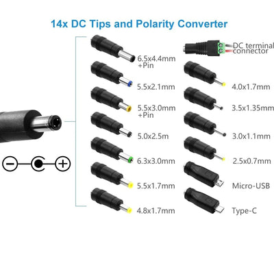 72W Adjustable Power Adapter - Multi-Voltage 3V to 24V, 3A AC/DC Variable Power Supply