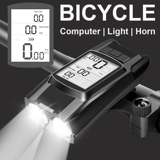 USB Rechargeable T6 LED Bike Light with Computer Horn: Waterproof Front Bicycle Flashlight & Dual Holder